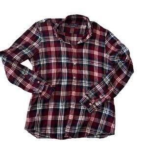 Zara Man Red Plaid Flannel Buttondown Relaxed Fit L